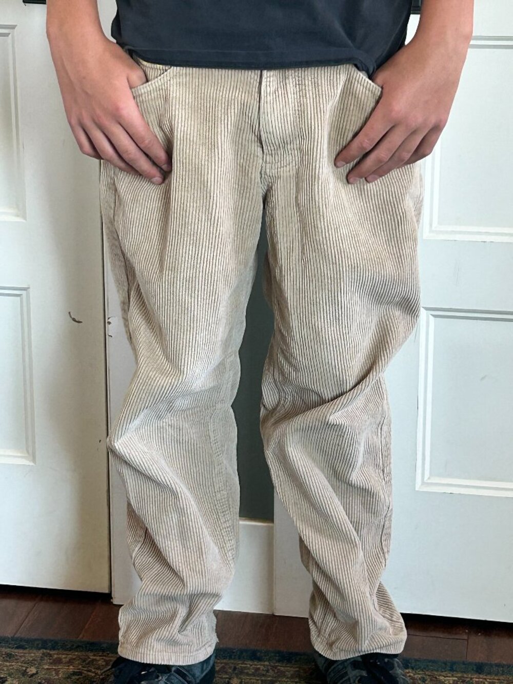 Vintage Distressed Corduroy Tan Empyre Wide Leg Size 28 Boys Pants
